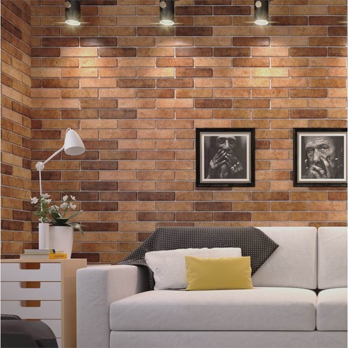 Red brick effect tiles wall - brick,