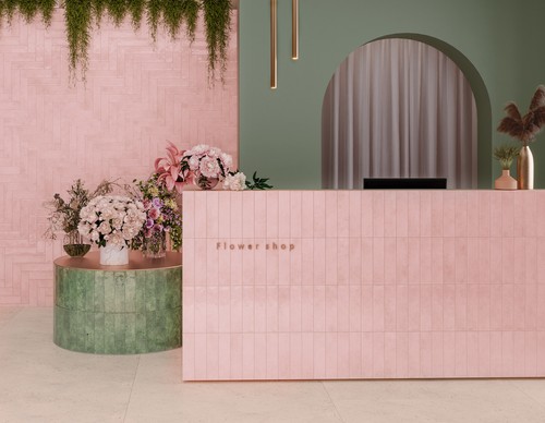 Subway brick flat - flat, pink