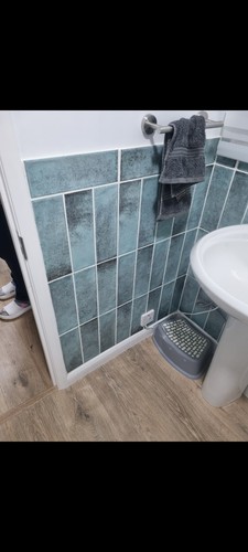 Green brick style wall tiles - green,