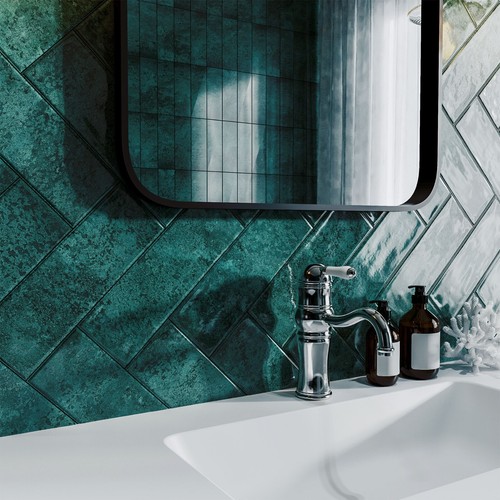 Subway brick flat green metro - flat,