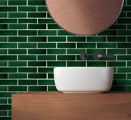 Green mosaic brick metro - mosaic,