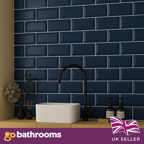 Glossy navy blue ceramic brick - glossy,